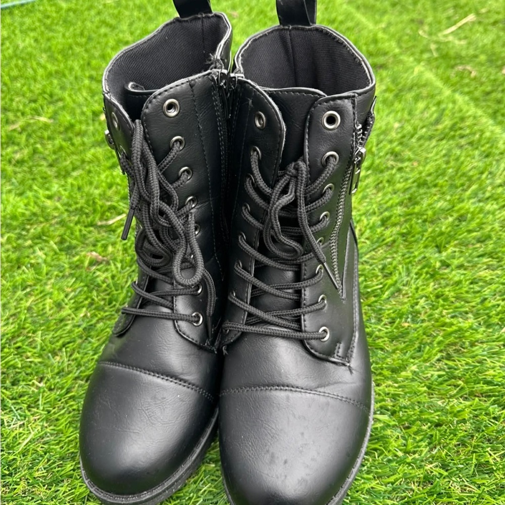 Black Lace-Up Combat Boots